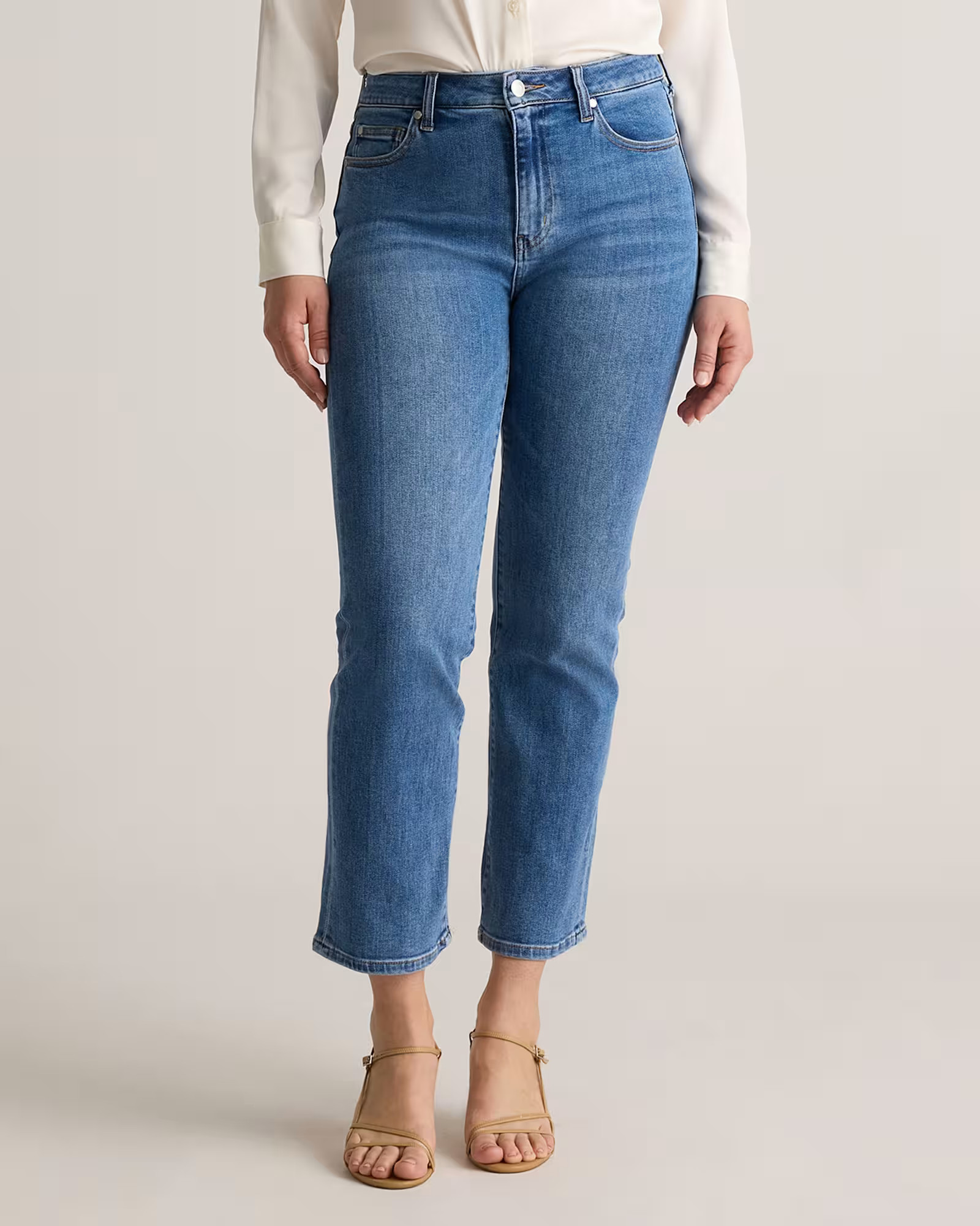 Bella Stretch Straight Jeans in Medium Wash | Quince
