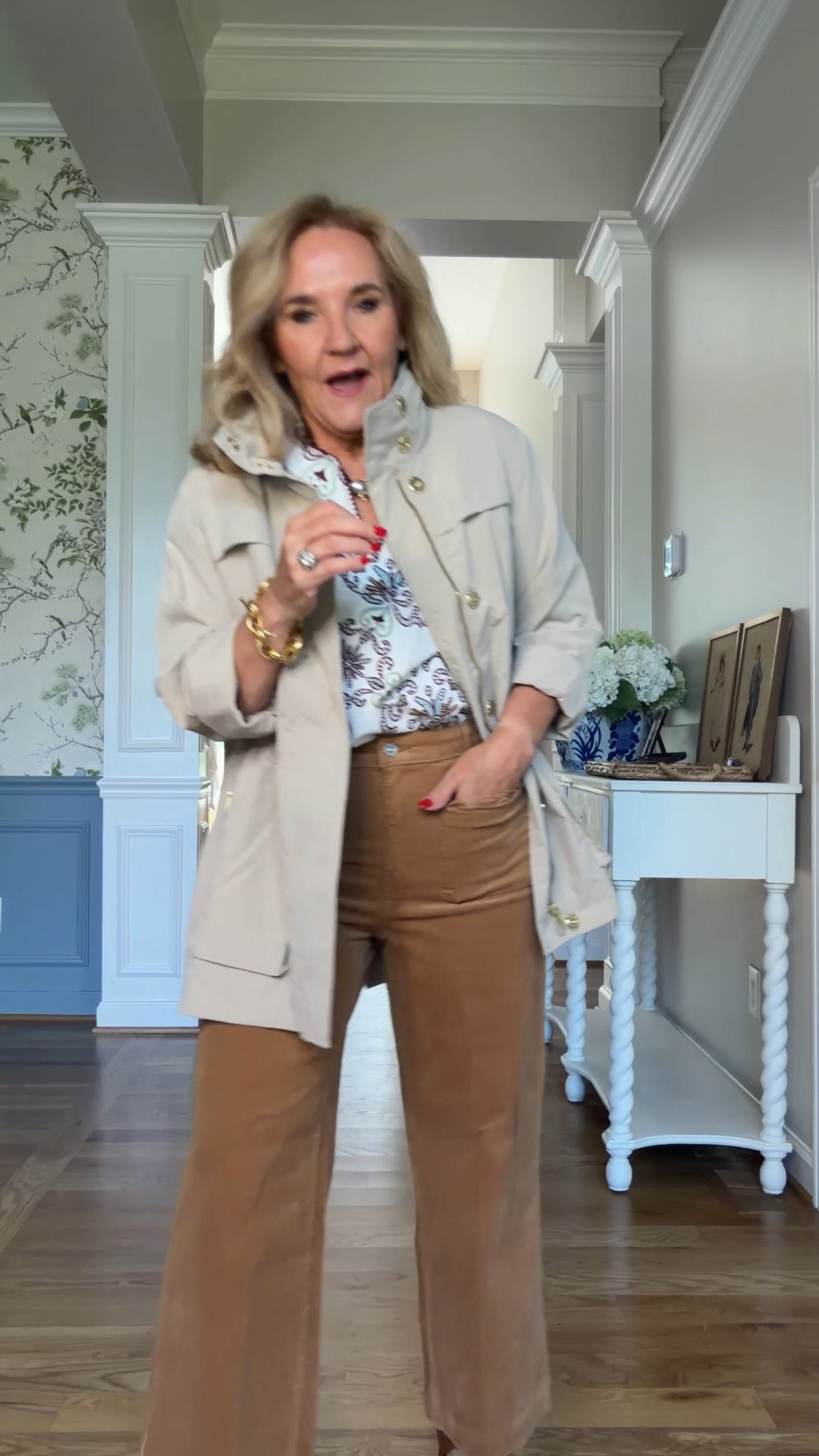 Jacket is a med petite but reg avail too blouse is tts I ended up in a small but it’s a little snug 
Corduroy pants size 8 
Fall outfit rain jacket

#LTKOver40 #LTKootd #LTKTravel
