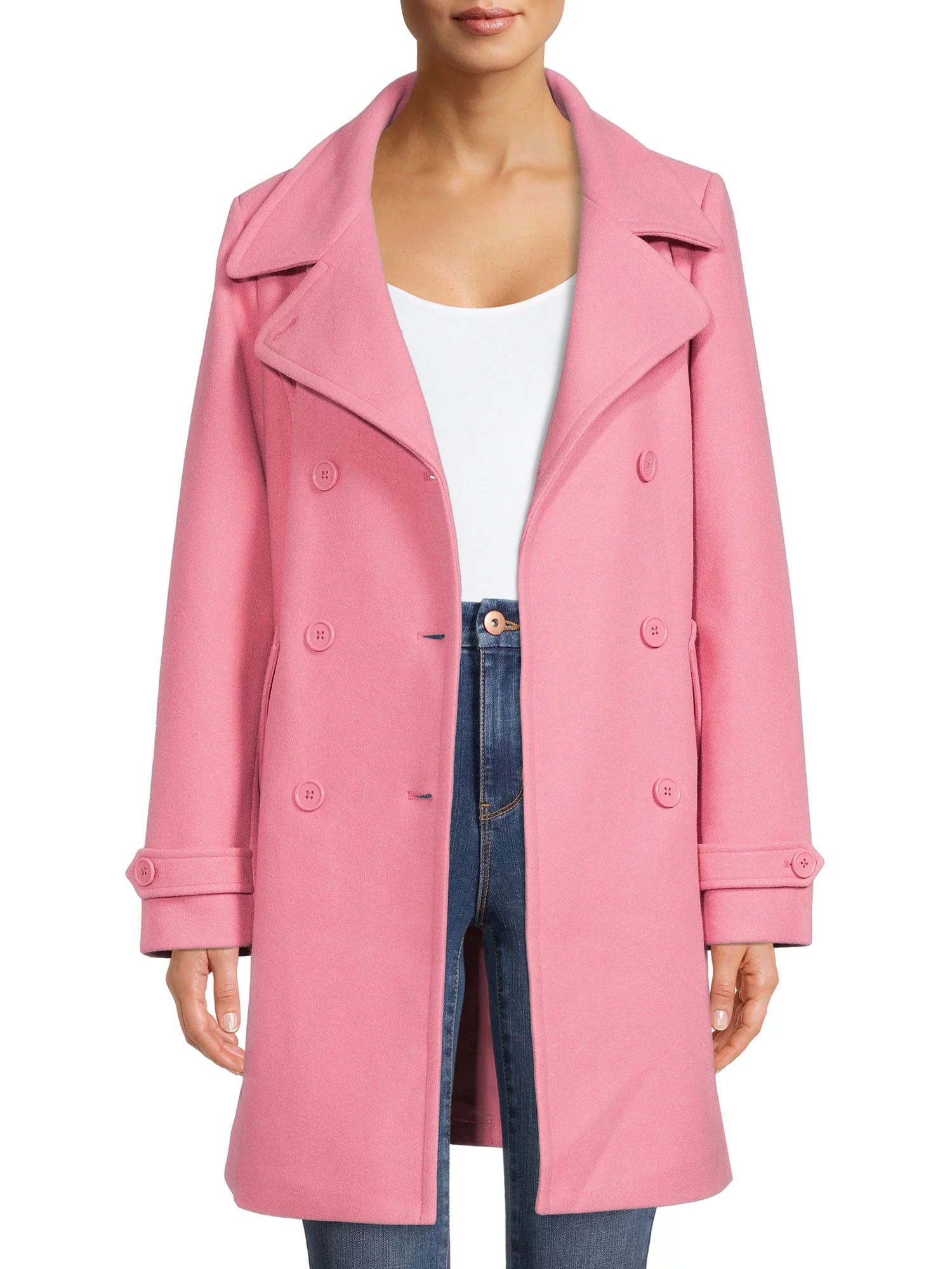 Time and Tru's Women's Faux Wool Peacoat | Walmart (US)