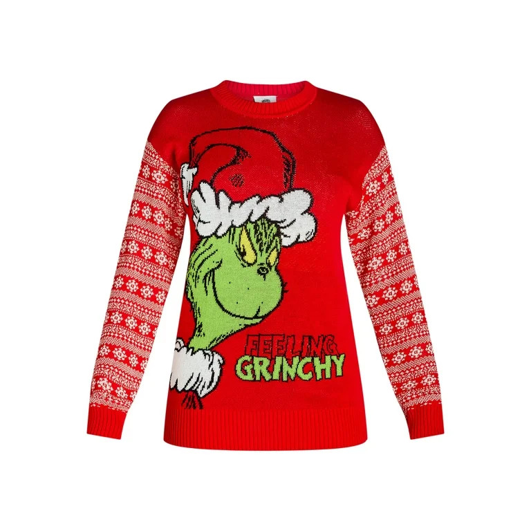 Dr. Seuss Women’s Grinch Pullover Sweater, Midweight, Sizes XXS-XXL | Walmart (US)