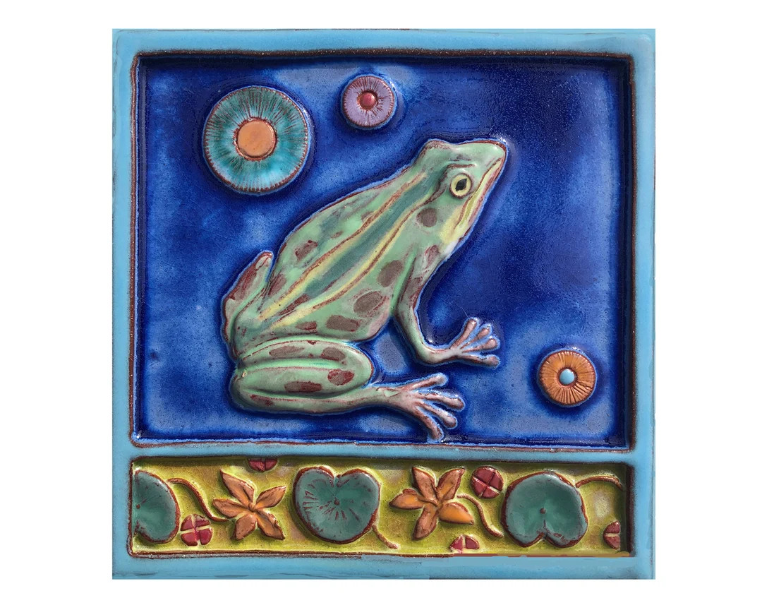 Handmade Ceramic Backyard Wonderlings Frog Tile - Etsy | Etsy (US)