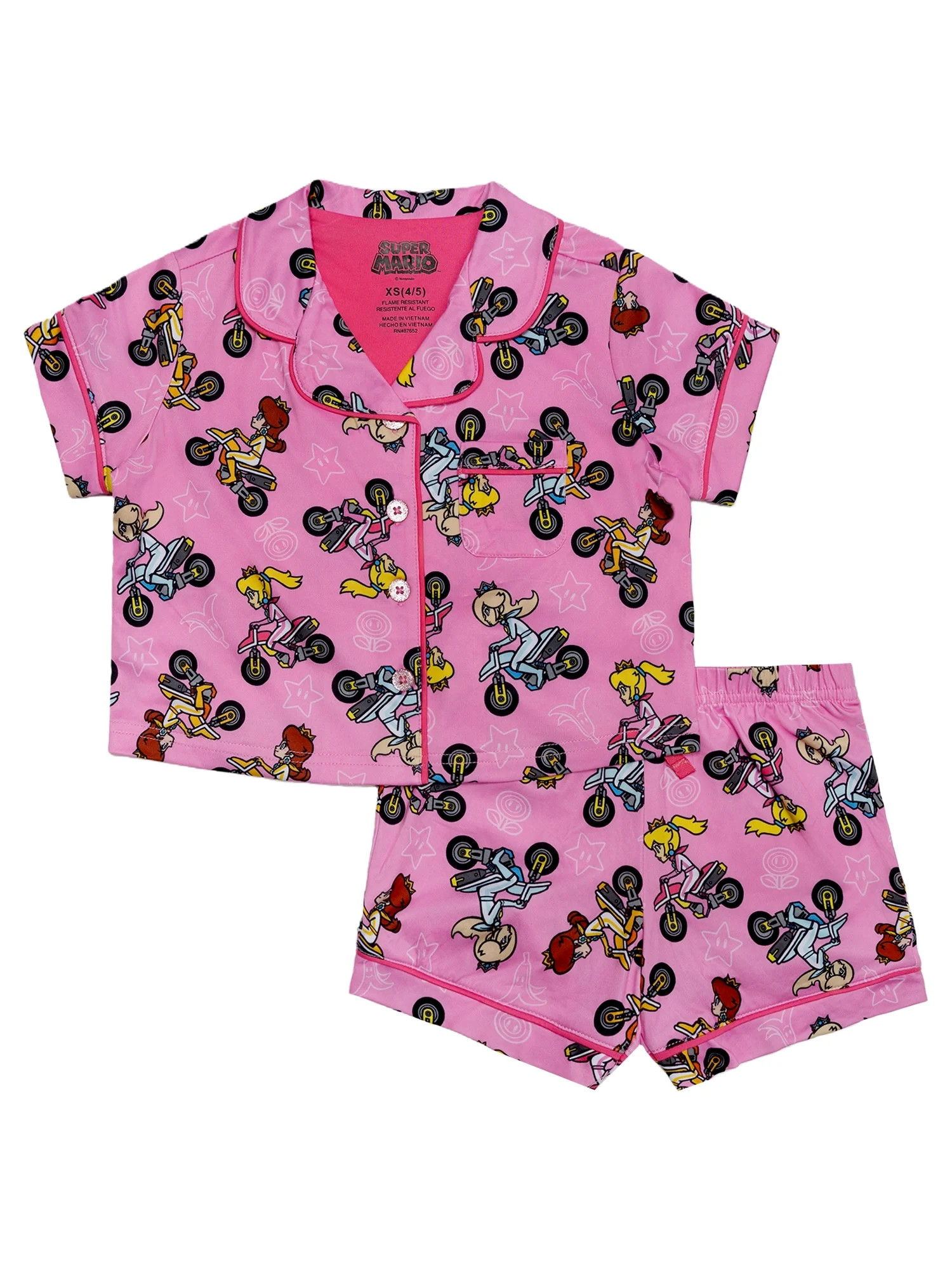 Nintendo Girls 2-Piece Jersey Short Sleeve Top and Short Coat Pajama Set, Sizes 4-12 | Walmart (US)