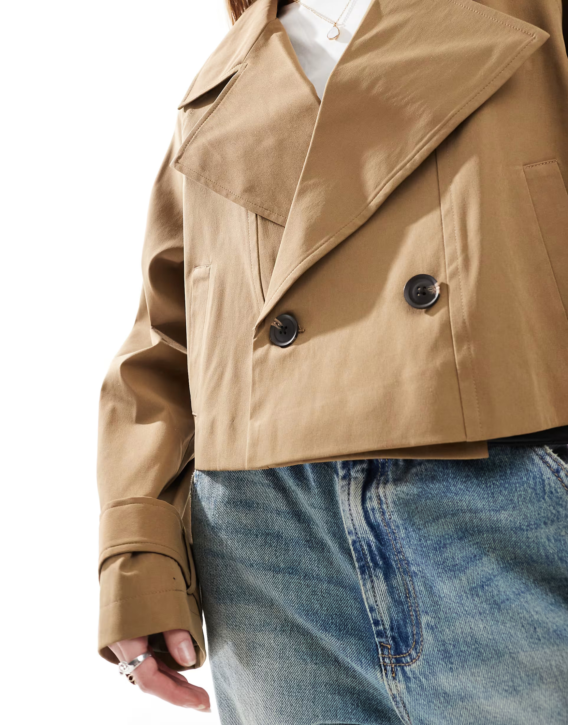 ASOS DESIGN cropped trench coat in olive | ASOS | ASOS (Global)