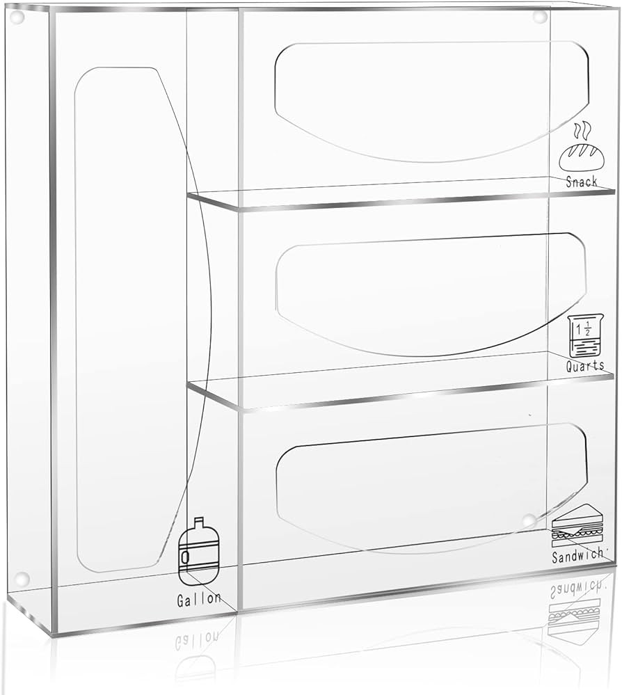 Ziplock Bag Storage Organizer Holders Acrylic Food Plastic Baggie Dispenser Applicable Kitchen Dr... | Amazon (US)