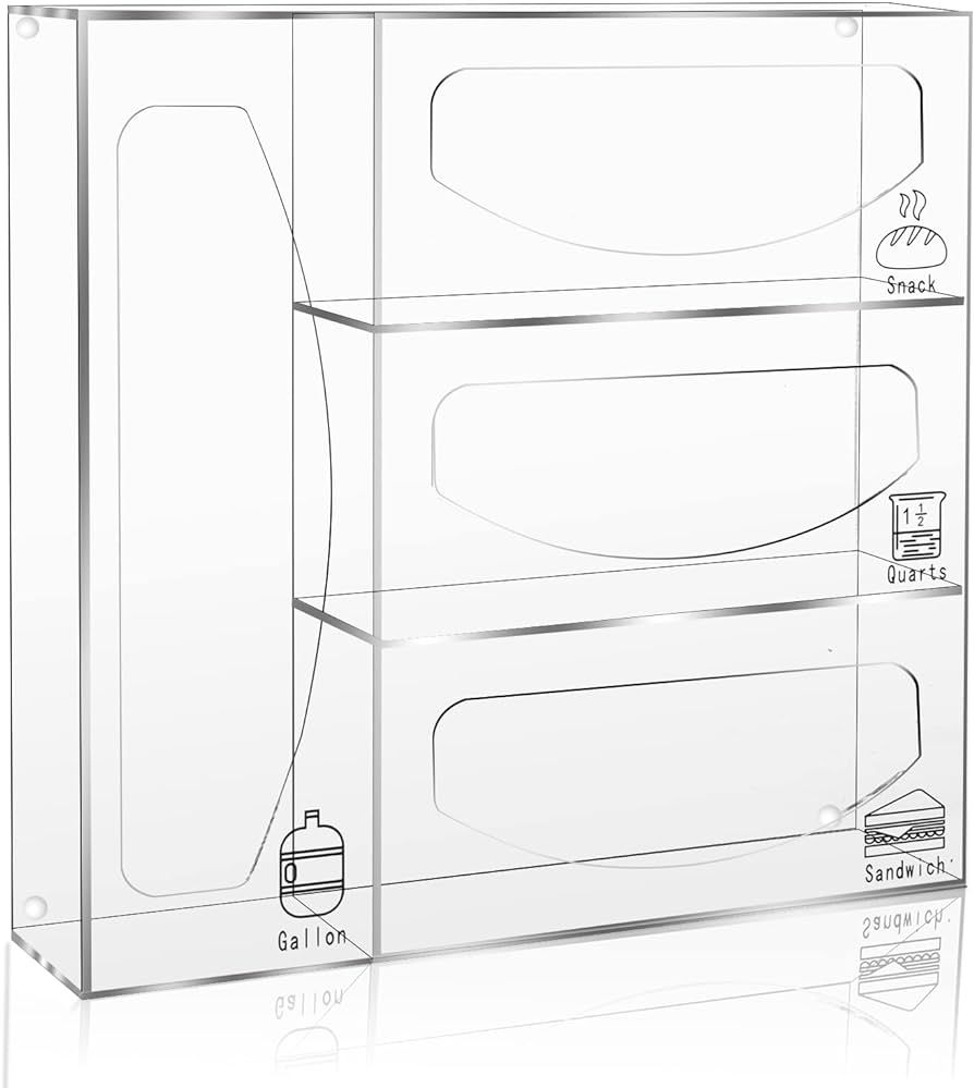 Ziplock Bag Storage Organizer Holders Acrylic Food Plastic Baggie Dispenser Applicable Kitchen Dr... | Amazon (US)