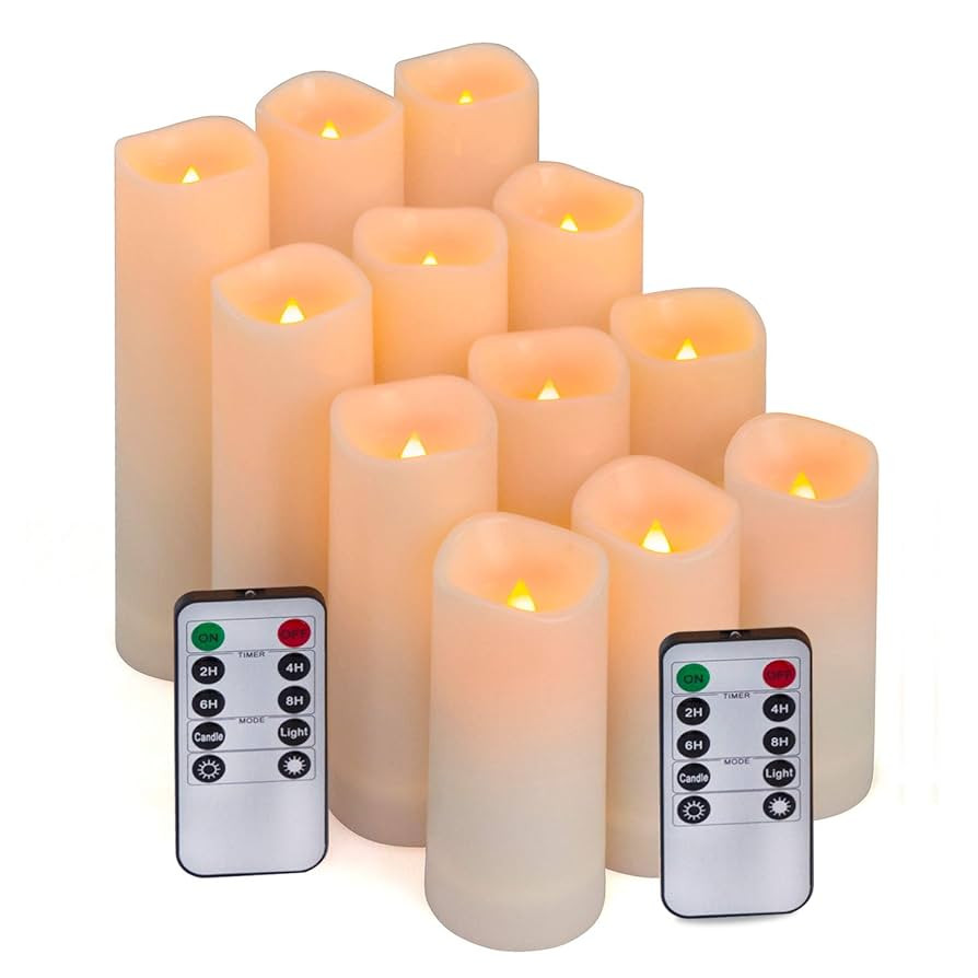 Aignis 12pcs Flameless LED Candles Battery Operated with 10-Key Remote Timer, Outdoor Indoor Wate... | Amazon (US)