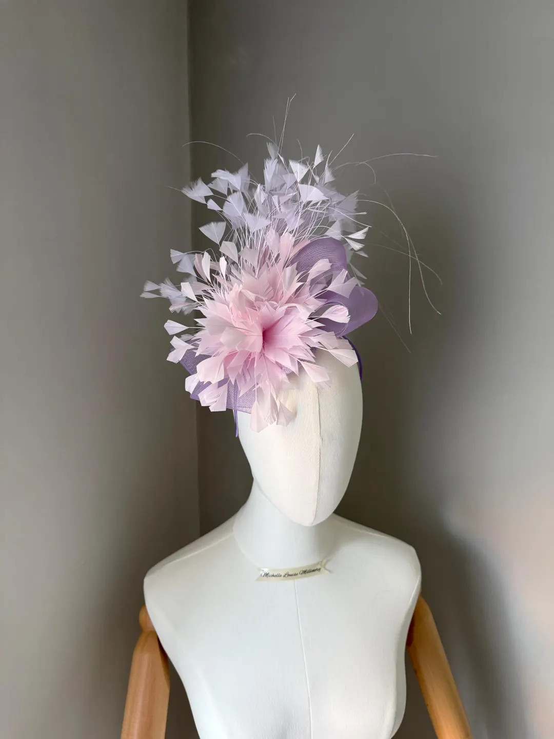 Lilac pink statement feather flower Fascinator headband, races wedding guest | Etsy (Global)