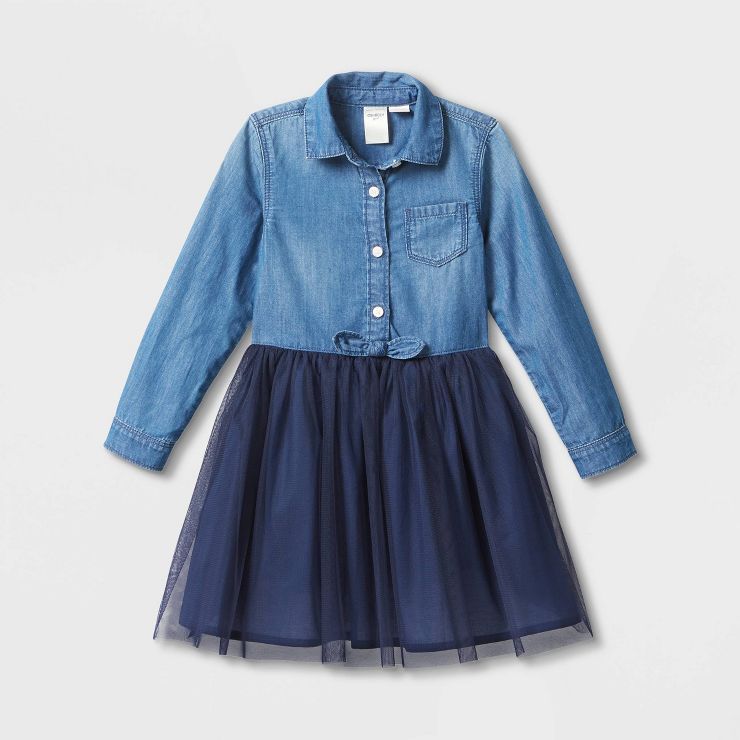 OshKosh B'gosh Toddler Girls' Tulle Long Dress - Blue | Target