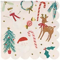 Meri Meri Christmas Festive Motif Small Napkins (Pack of 16) | Amazon (US)