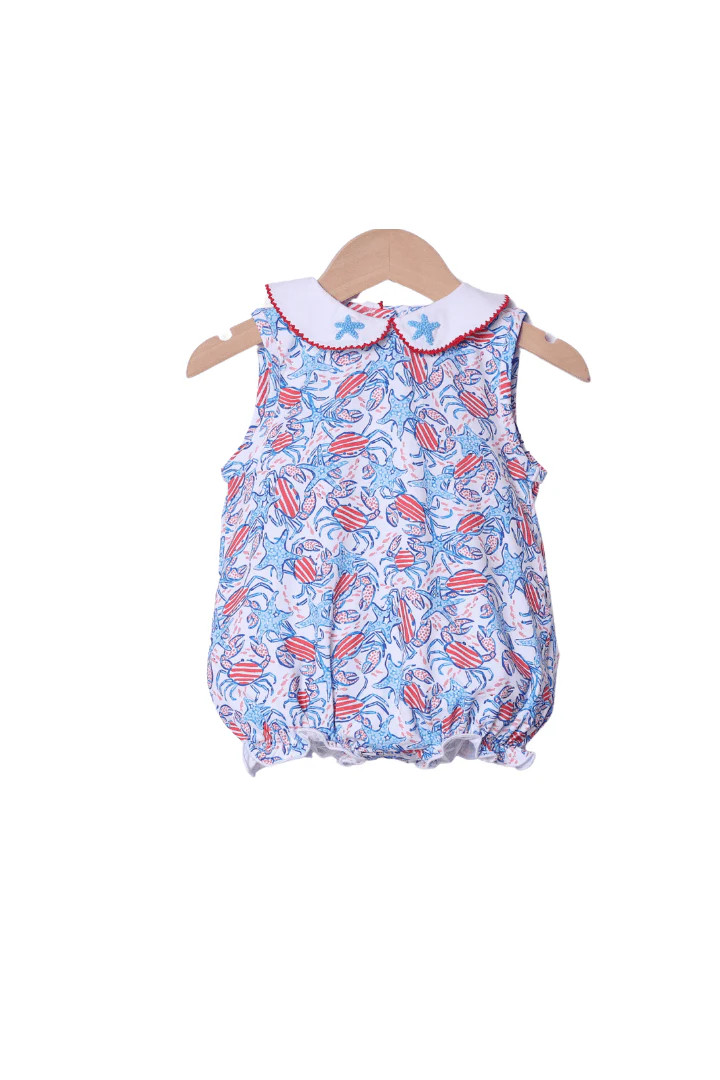 French Knot Starfish and Crab Red and Blue Bubble | The Smocked Flamingo