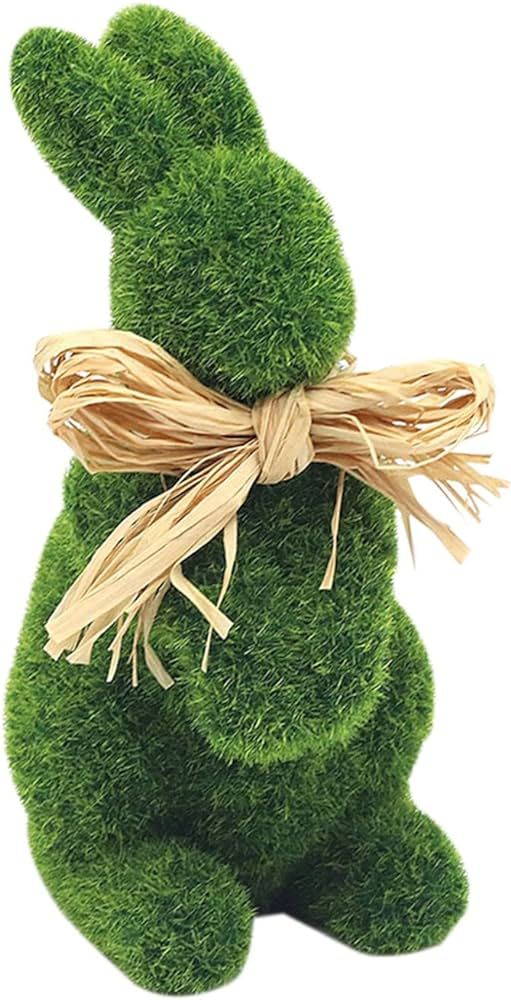 ANGELLOONG Moss Flocked Bunny Easter Decorations for The Home, Faux Moss Rabbit Resin Bunnies, Gr... | Amazon (US)