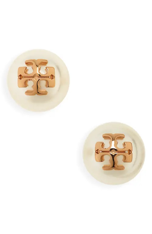 Tory Burch Moondance Pearl Stud Earrings in Ivory/tory Gold at Nordstrom | Nordstrom