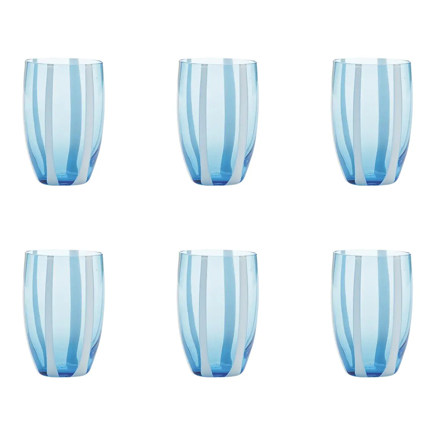Zafferano Gessato Tumbler in Aquamarine - Set of 6 | Chairish