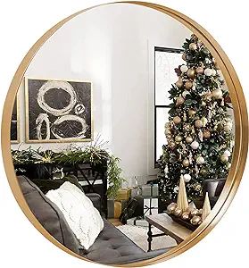 NeuType Round Mirror 36inch Circle Wall Mirror Metal Framed Wall Mirror Large Hanging Decorative ... | Amazon (US)
