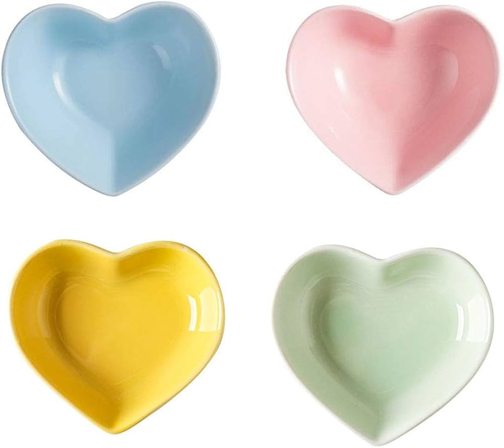XinHuiGY Ceramic Heart Shape Sauce Dish,Multipurpose Mini Seasoning Dishes Sushi Dipping Bowl App... | Amazon (UK)