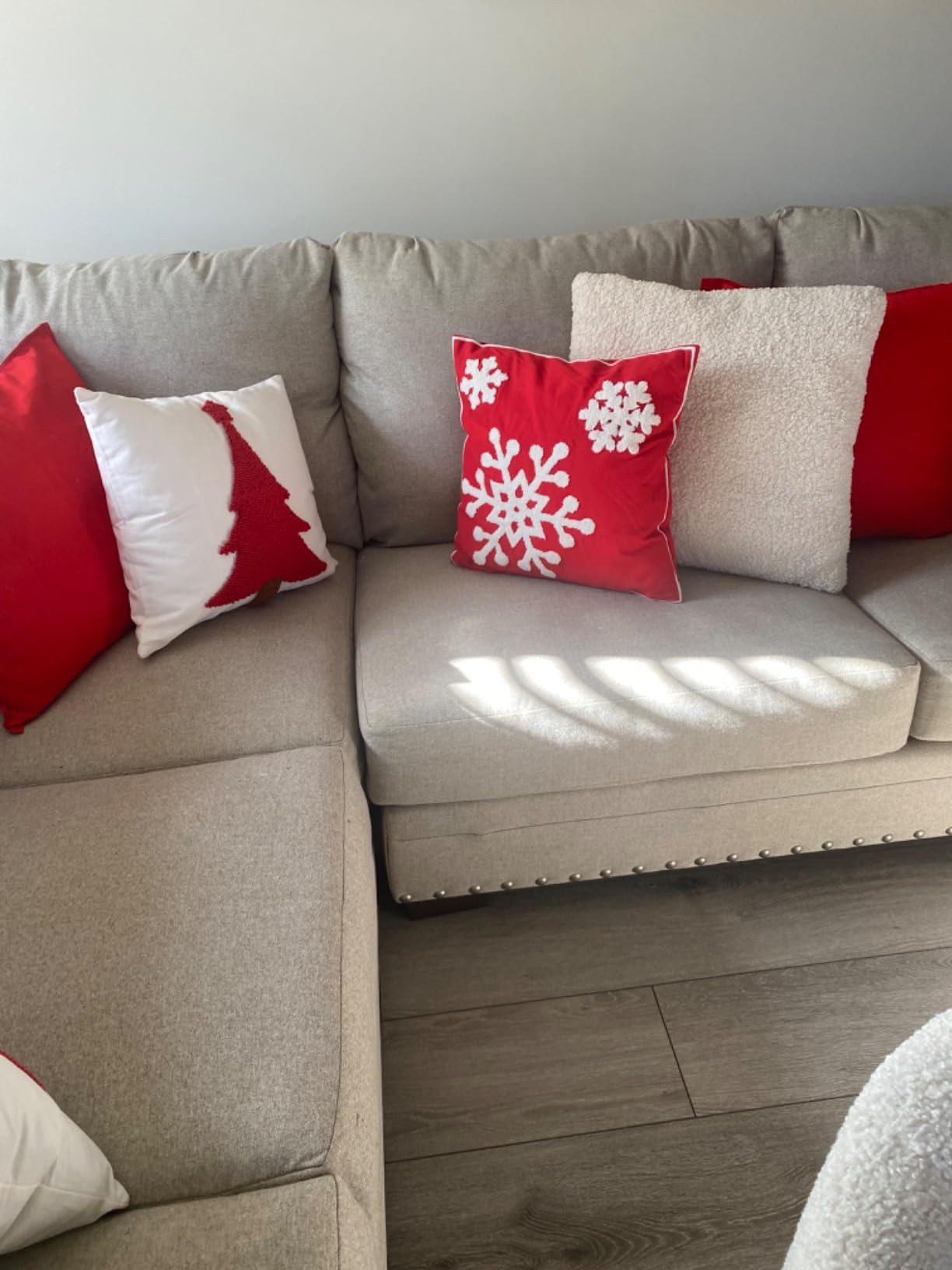 LUOYEHK Christmas Pillow Covers 18x18 Set of 2 Farmhouse Rustic White Xmas Tree Decorative Throw ... | Amazon (US)