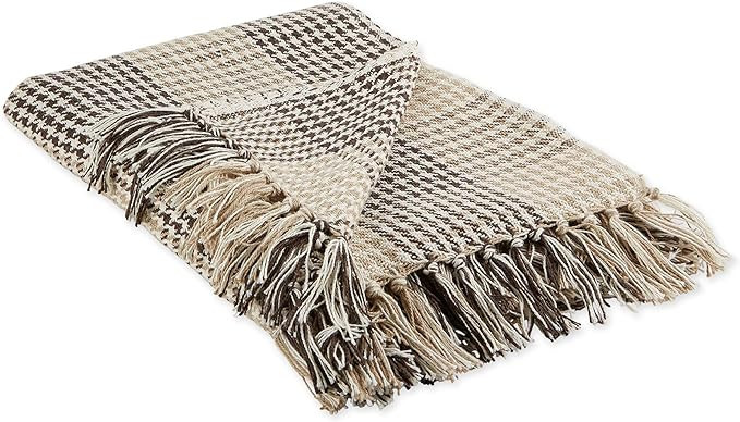 DII California Casual Houndstooth Woven Throw, Dark Brown & Stone, 50x60 | Amazon (US)