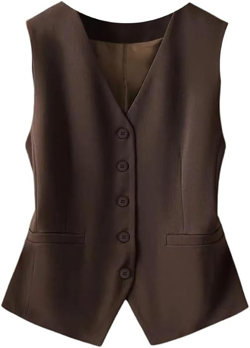 Women's Slim Fit Suit Vest V Neck Sleeveless Office Top | Amazon (US)