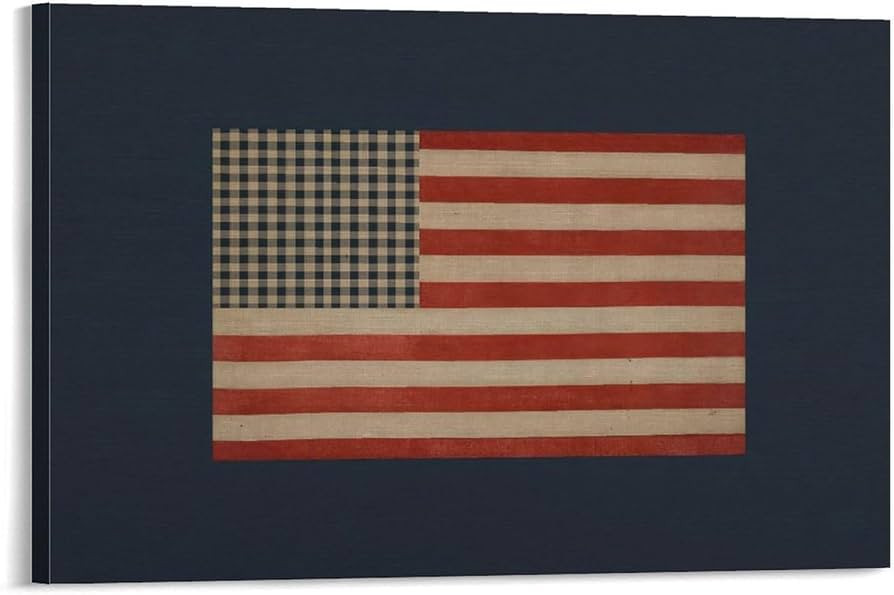 Hazzzey Gingham American Flag Canvas Wall Art Minimalist Plaid Pattern Painting Coastal Preppy Pa... | Amazon (US)