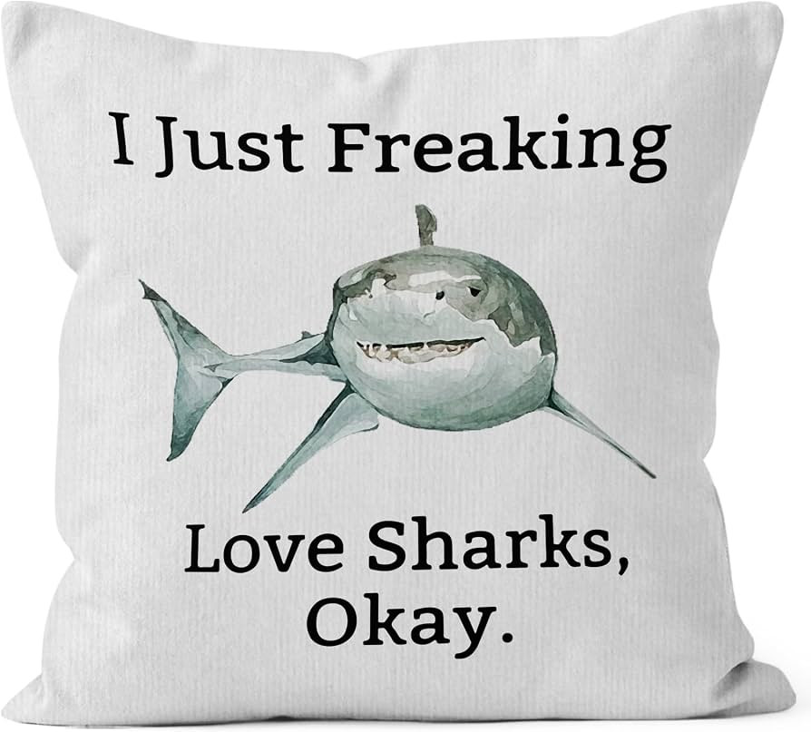 HIWX Shark Pillow Cover, i Just Freaking Love Sharks Okay Shark Lover Decorative Pillows Throw Pi... | Amazon (US)