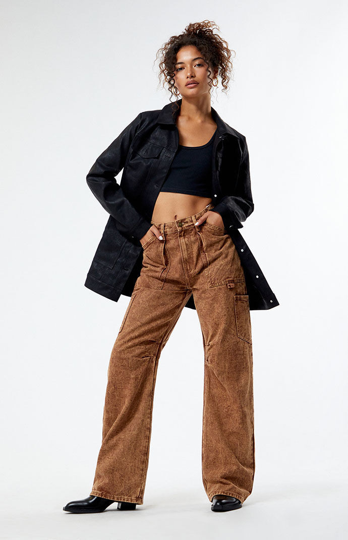 LIONESS Women's Miami Vice Low Rise Baggy Jeans in Brown - Size XS | PacSun