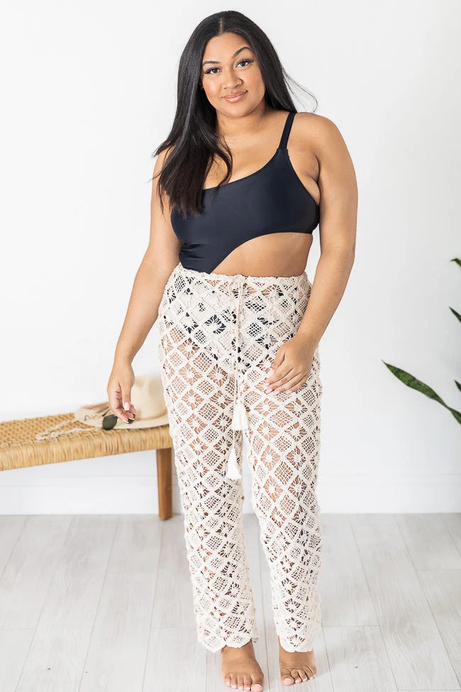 Map To You Beige Cover Up Beach Pants FINAL SALE | Pink Lily