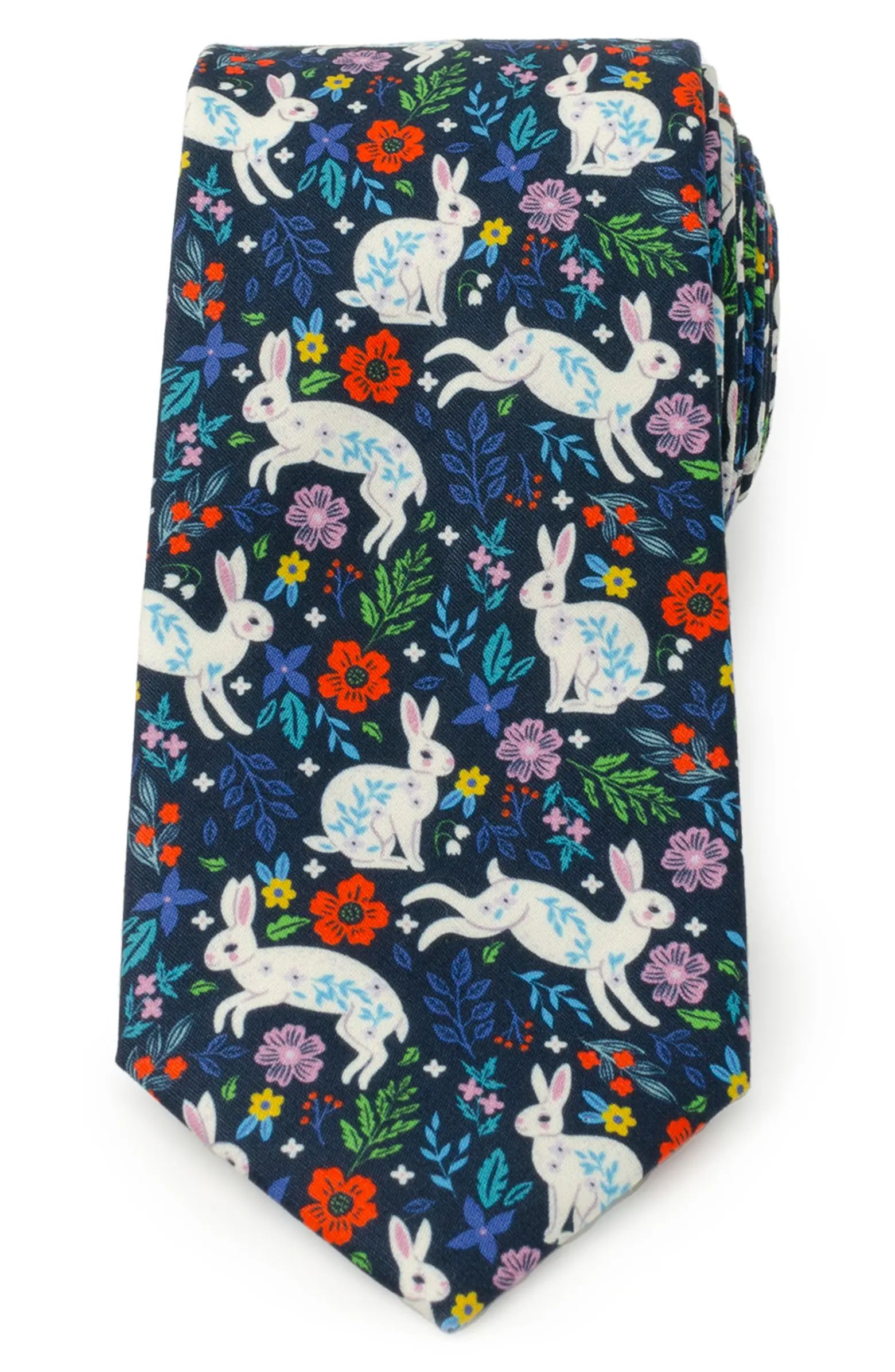 Rabbit Floral Cotton Tie | Nordstrom