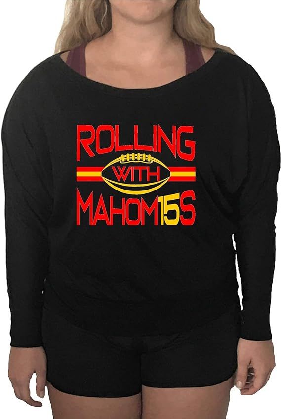 Go All Out Womens Rolling with Mahomes Flowy Long Sleeve Off Shoulder T-Shirt | Amazon (US)