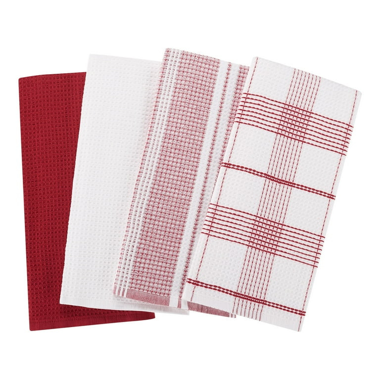 Better Homes & Gardens Red Mark Cotton Waffle-Weave Dual-Purpose Oversized Kitchen Towels 4 Pack | Walmart (US)