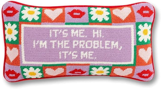 FURBISH Needlepoint Decorative Throw Pillow, Song Lyrics, Small Embroidered Accent Pillow for Bed... | Amazon (US)