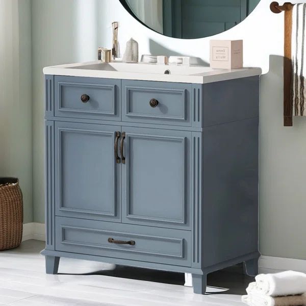 Nycholas 30'' Bathroom Vanity with Resin Top, One Cabinet and One Drawer | Wayfair North America