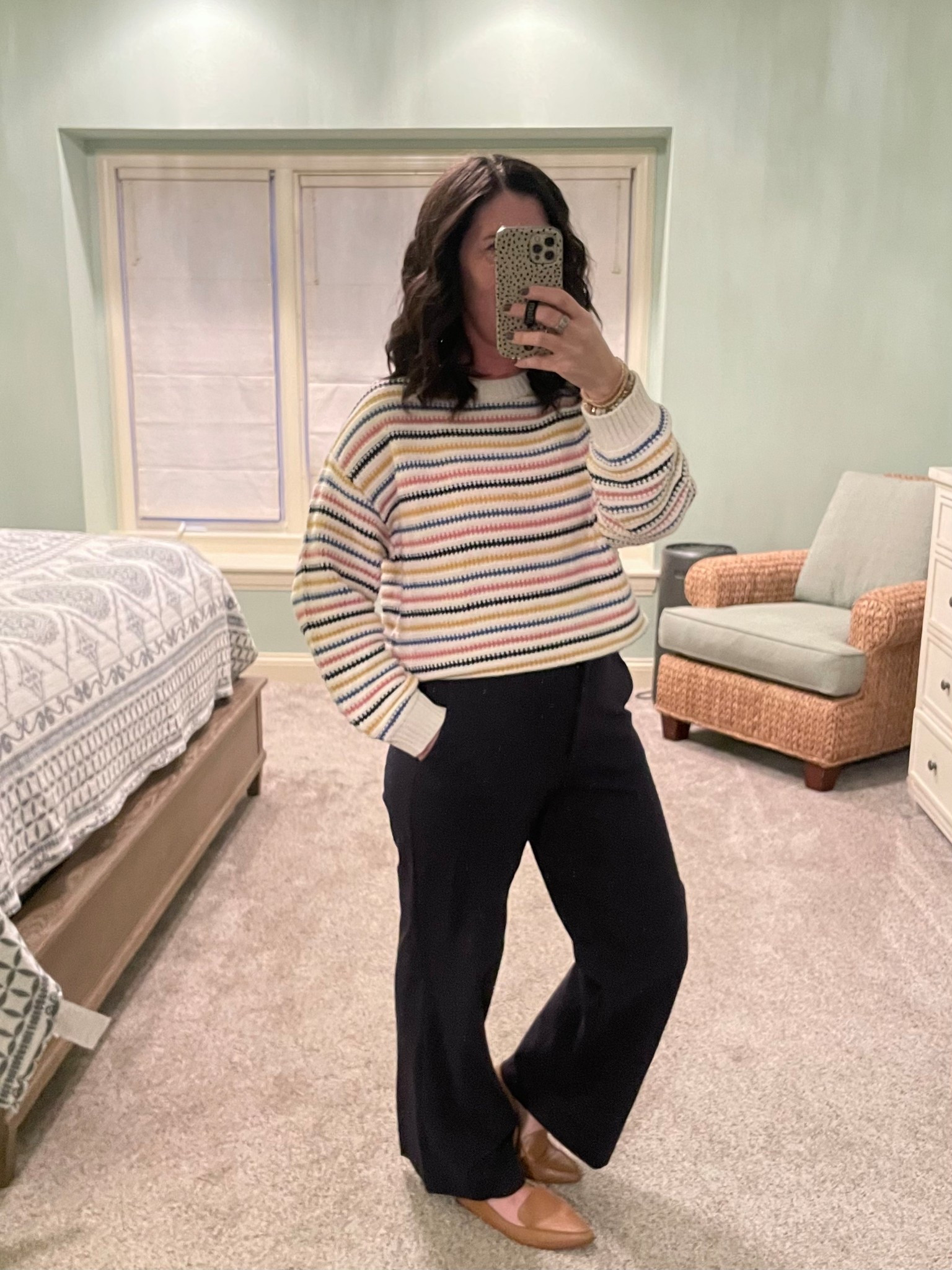 Spring colors and winter weather 

Sweater: tts small
Pants: size up 10
Shoes: tts

#LTKootd #LTKOver40 #LTKWorkwear