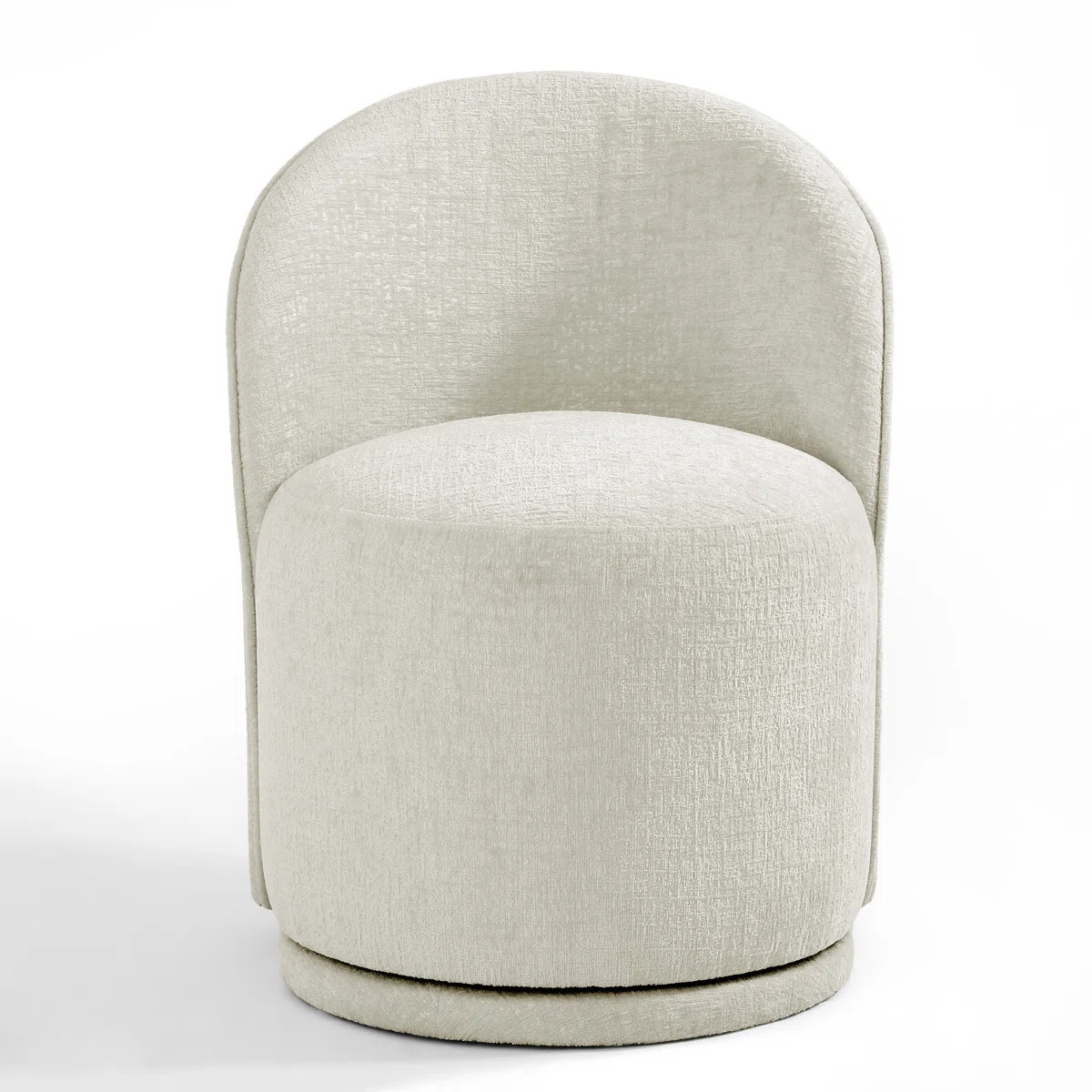 Upholstered Modern Light Sand Chenille Barrel Swivel Side Dining Chair | Wayfair North America