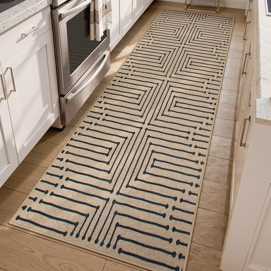 Lahome Maze Lines Easy Jute Runners for Hallways, 2x8 Washable Rug Runner Non Slip Stain Resistan... | Amazon (US)
