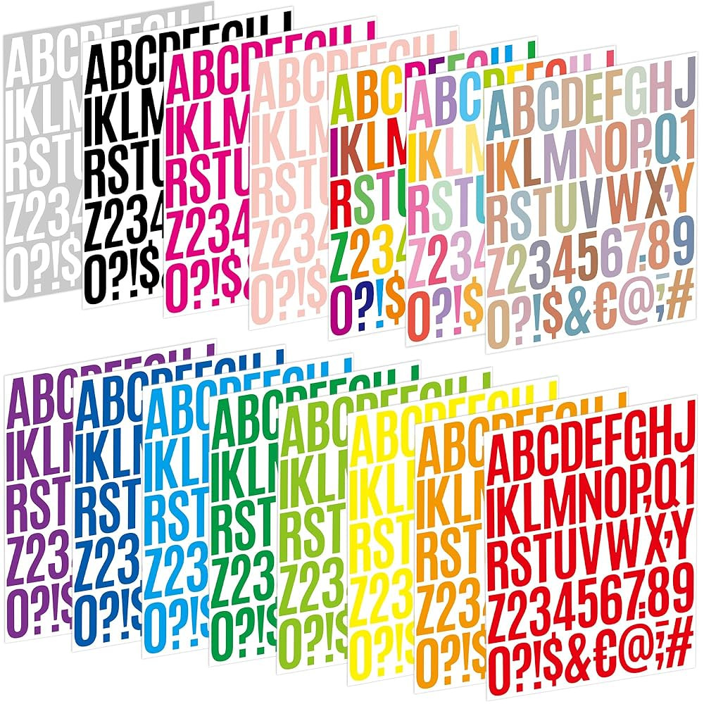 Letter Stickers 15 Sheets 750 PCS Alphabet Number Stickers 2 Inch Vinyl Self Adhesive Stick on Le... | Amazon (US)