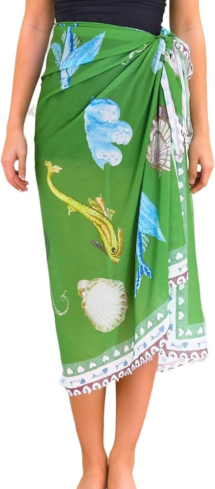 FOTN Beach Sarong Wraps for Women 2025 Tropical Printed Long Bikini Cover Up Floral Bathing Suit ... | Amazon (US)