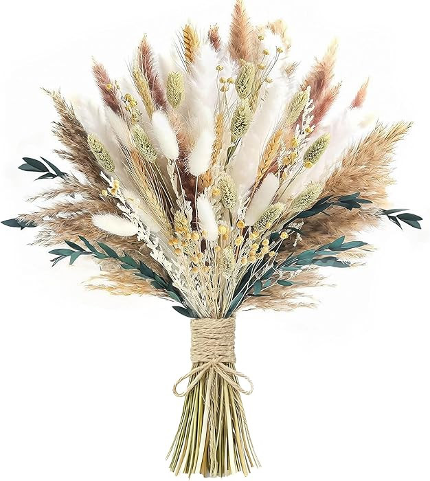 xin's convey 126pcs Dried Pampas Grass Decorations, (Vase Not Included), Dried Flowers Bouquet, R... | Amazon (US)