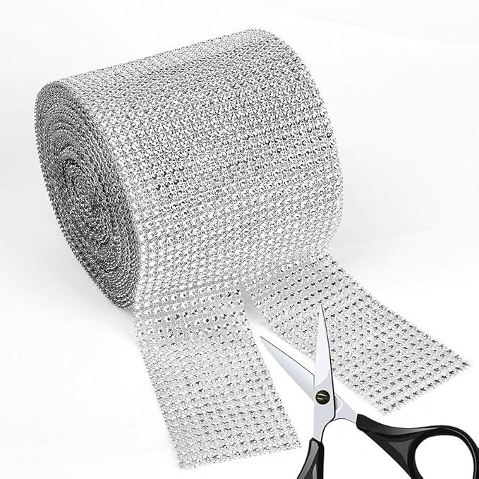 BEARHORN Diamond Rhinestone Mesh Ribbon, Wedding Ribbon, Cake Ribbon, Vase Decorations, Party Sup... | Amazon (US)