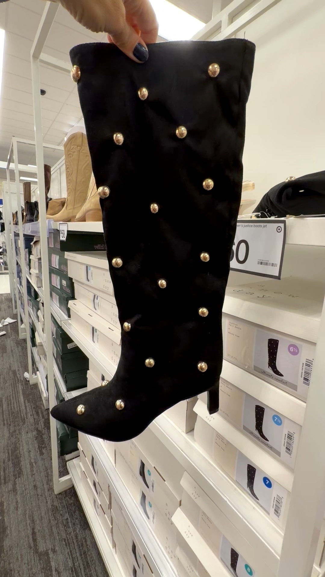 Beautiful new black mid-calf boots are dotted with gold-tone studs to add a hint of shine to your steps. They have a memory foam footbed for all the comfort and come in wide calf options as well. Perfect for all the fall events or winter parties  

#LTKFindsUnder100 #LTKSeasonal #LTKShoeCrush