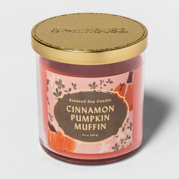 15.1oz Lidded Glass Jar 2-Wick Cinnamon Pumpkin Muffin Candle - Opalhouse™ | Target