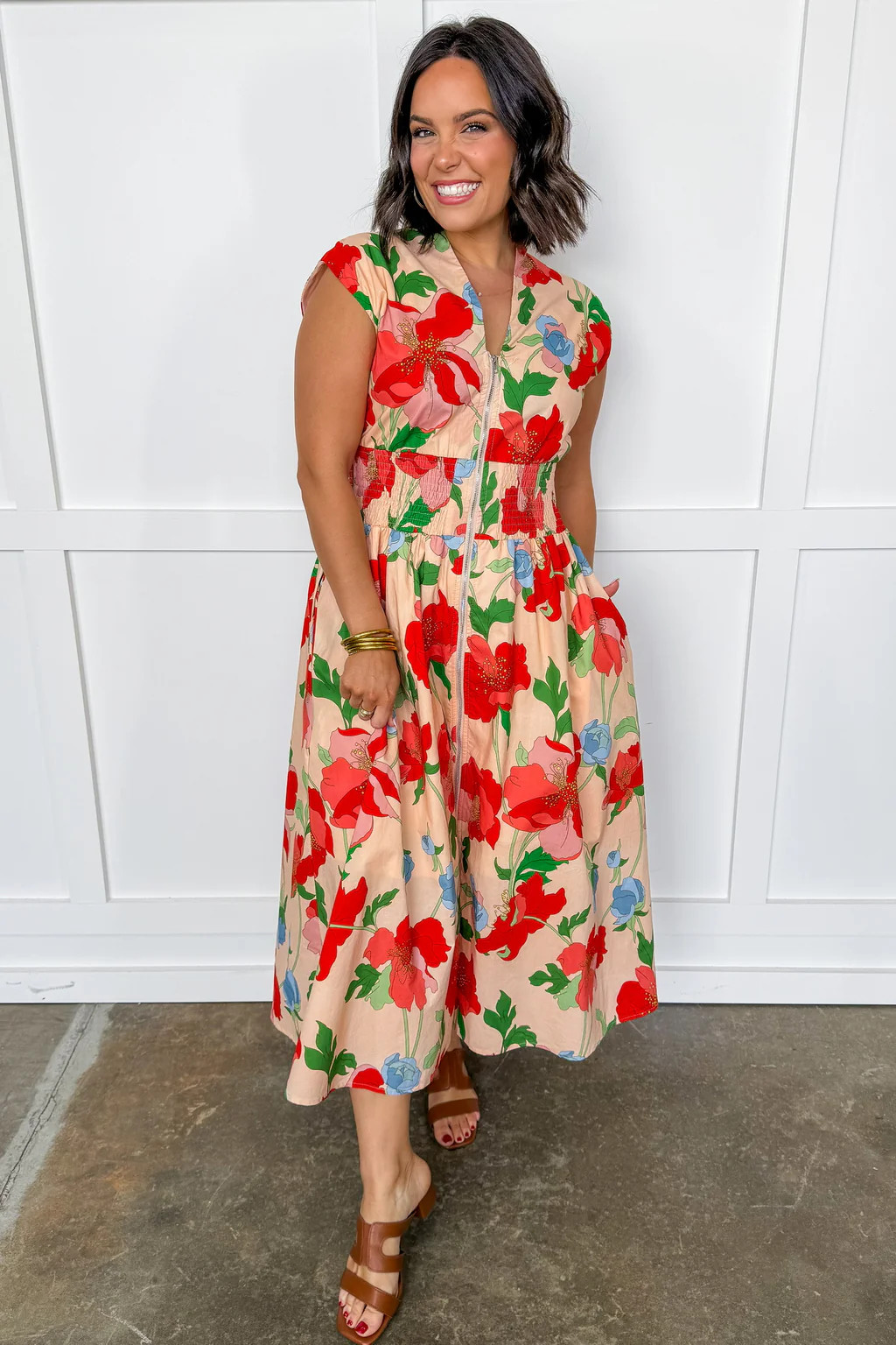 The Poppy Fields Smocked Midi Dress | Jules & James Boutique