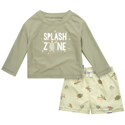 Gerber Baby and Toddler Boys' Long Sleeved Rashguard Swimsuit Set - Turtles -  - 2-Piece | Target