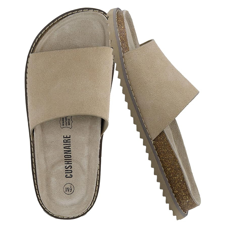 CUSHIONAIRE Ritual Women’s Slide Sandal – Suede Slip-On with Cork Footbed, Contoured Insole &... | Amazon (US)