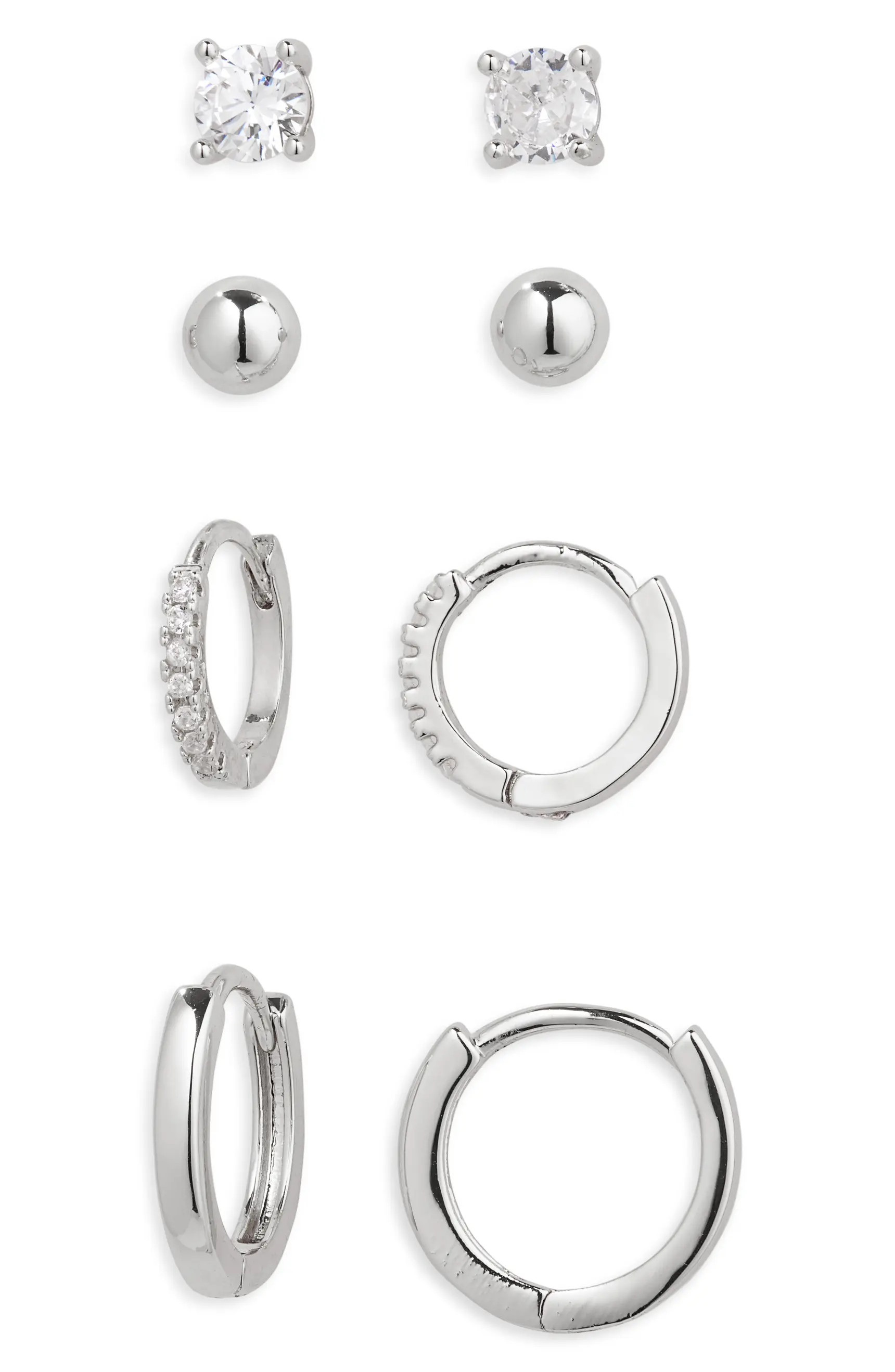 Set of 4 Demi Fine Essentials Stud & Hugging Hoop Earrings | Nordstrom