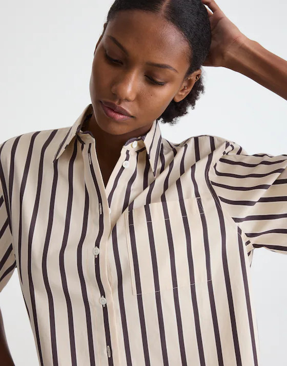 Straight-Hem Short-Sleeve Shirt in Poplin | Madewell