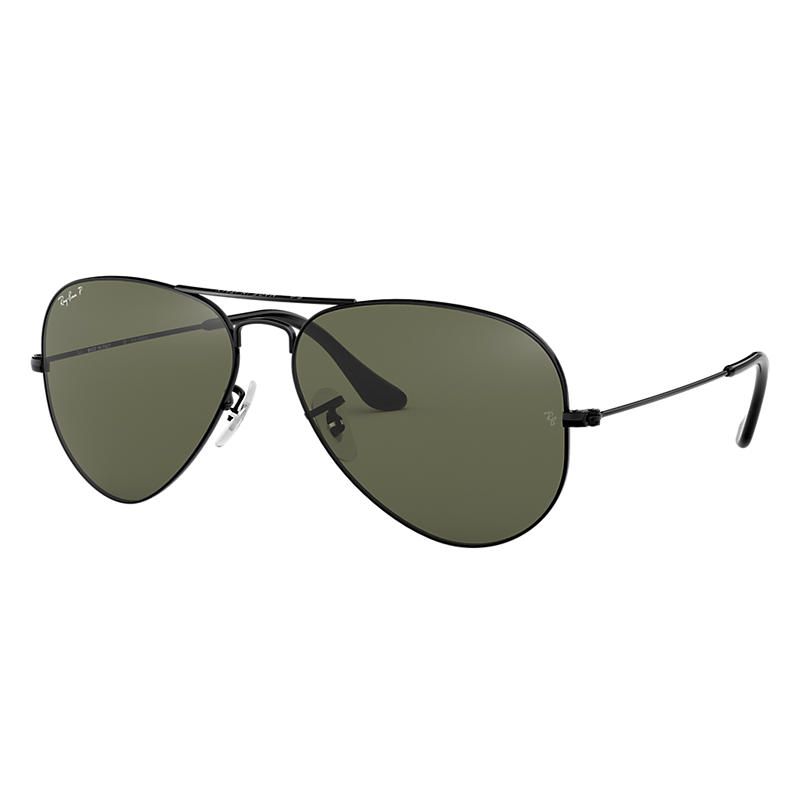 Ray-Ban Aviator Classic Black Sunglasses, Polarized Green Lenses - Rb3025 | Ray-Ban (US)