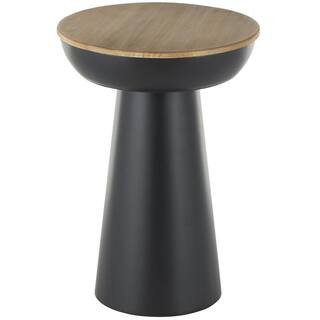 21" Black Metal Pedestal Accent Table with Brown Wood Tabletop By Ivory And Iris | Michaels® | Michaels Stores