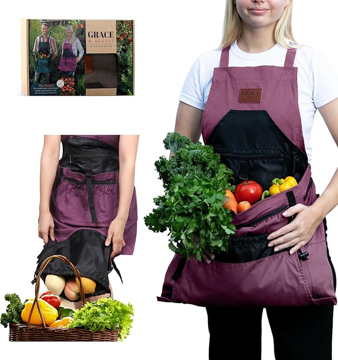 Gardening Apron with Pockets for Women & Men - Garden Apron 7 Pockets & Internal Drawstring Bag -... | Amazon (US)