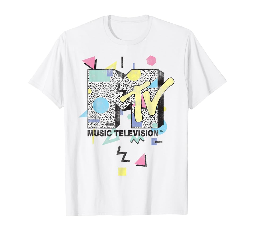 MTV Retro Shape Design Logo Graphic T-Shirt T-Shirt | Amazon (US)