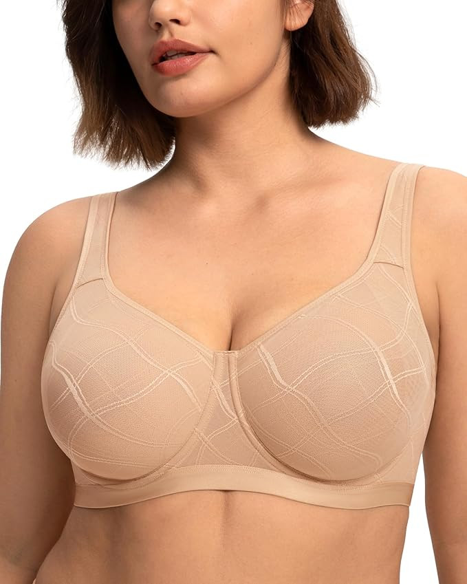 HSIA Minimizer Bras for Women Full Coverage Underwire Plus Size Unlined Mesh Jacquard Bra with Wi... | Amazon (US)